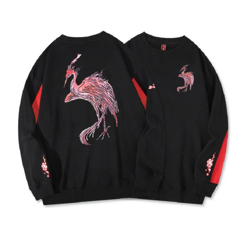 

Classic Embroidery Animal Sweatshirt For Men O-Neck Loose Casual Autumn Quality Cotton Pullovers Oversized Long Sleeve Sudaderas