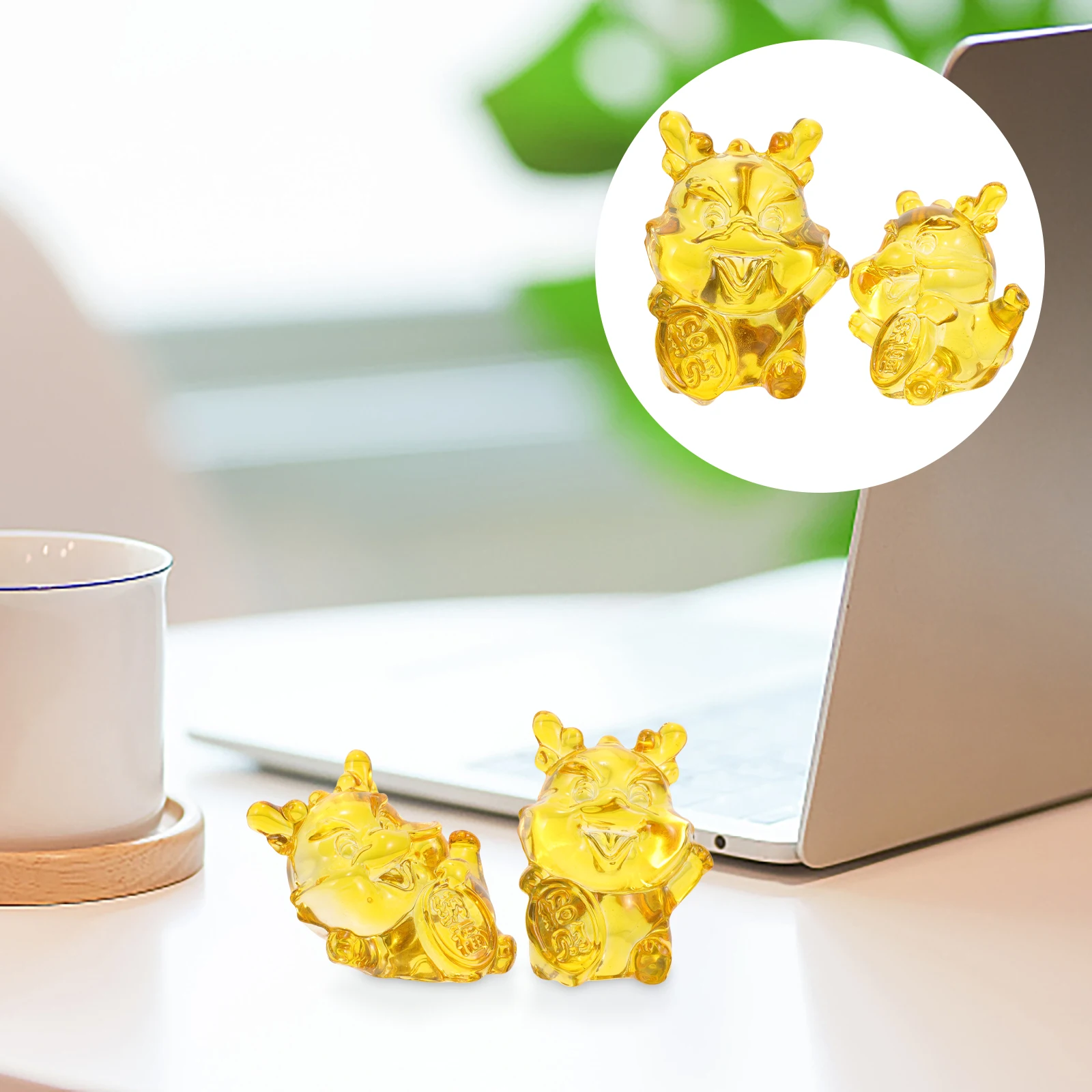 

2Pcs Crystal Dragon Sculpture White Miniature Animal Ornament for Desk Home Decor Living Room Office Study Decorative Statues