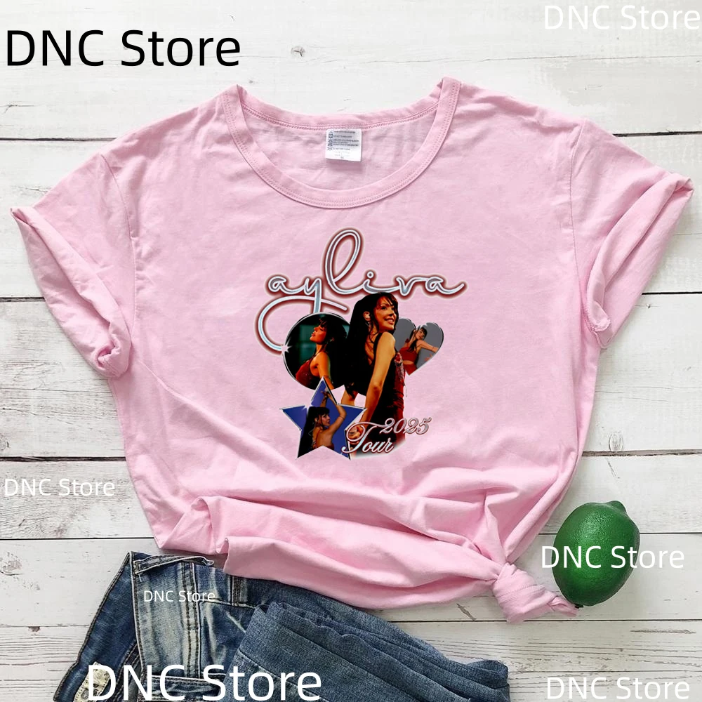 2025 feminino cantor de música ayliva impresso camiseta feminina tendências da moda 00s meninas tshirt verão rosa manga curta femme camisa topo