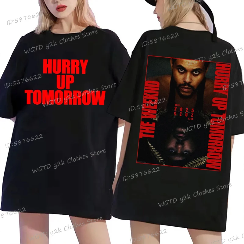 Футболка W-Weeknd для мужчин и женщин, футболка Hurry Up Tomorrow Music Tour, футболка с графическим рисунком 2025, модные футболки в стиле Харадзюку, поп-певец