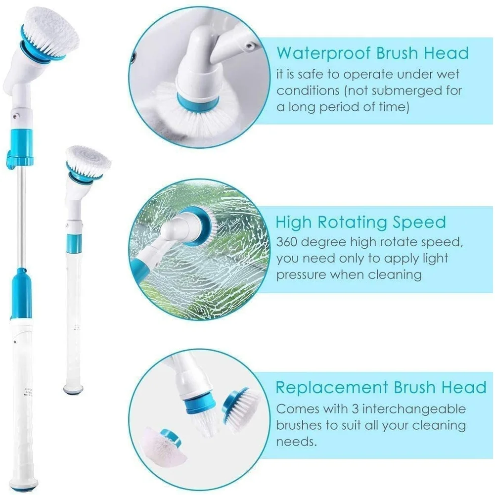 Waterproof Scrubber Rotating Brush High Fiber Nylon Bristles 360-degree Rotation Kitchen Cleaning For Bathroom