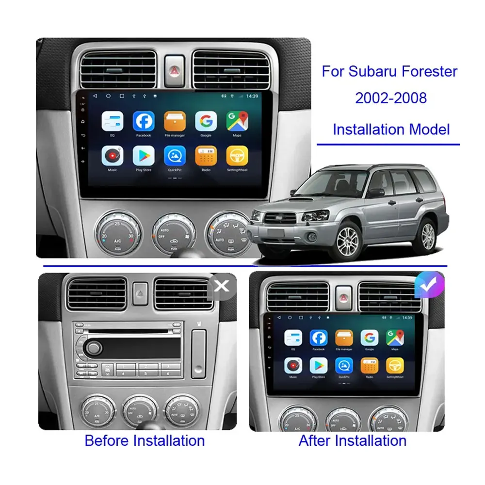 Radio samochodowe Subaru Forester SG 2002 - 2008, multimedialne, bezprzewodowe Carplay, odtwarzacz wideo, nawigacja GPS, Android Auto, DSP, narzędzie, wentylator