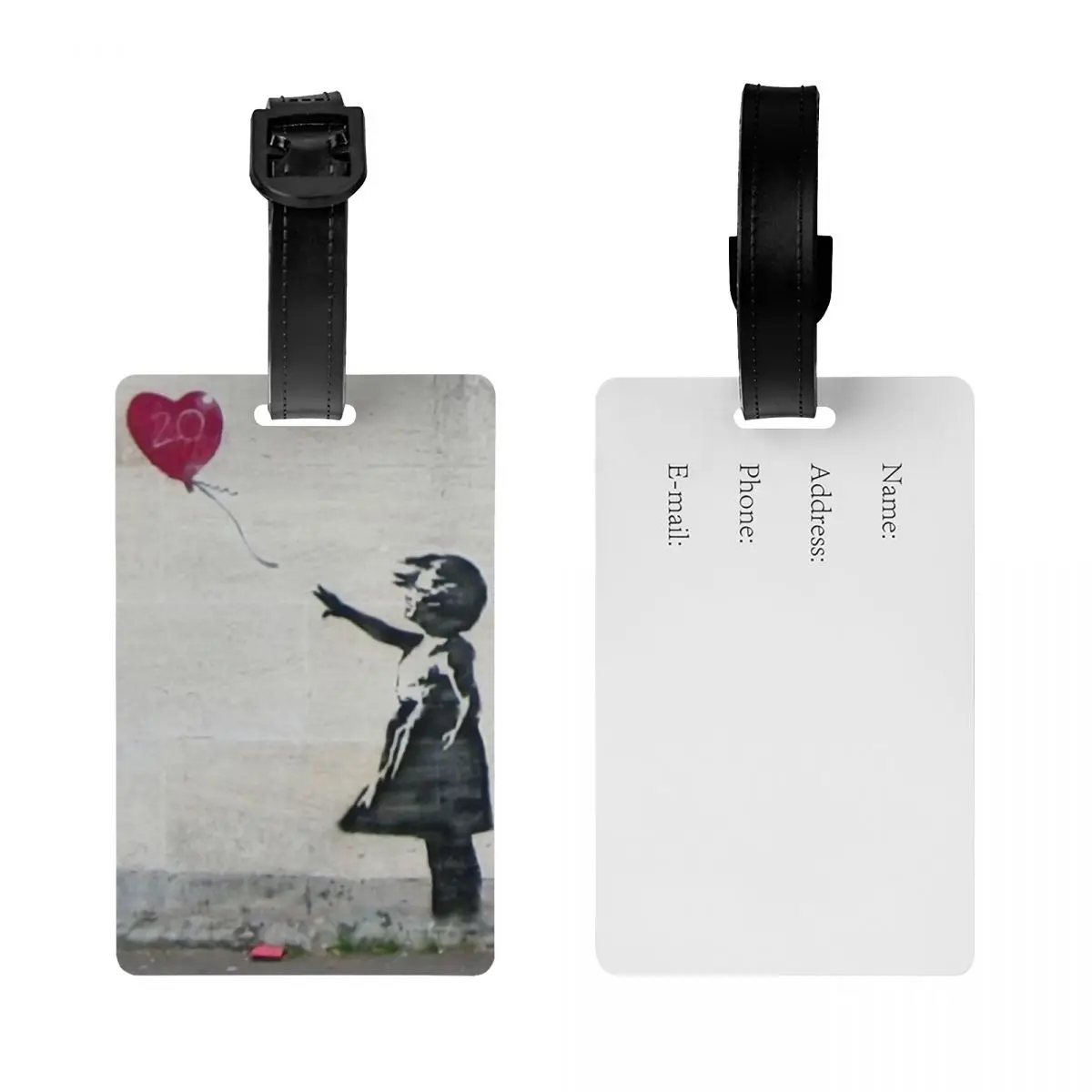 Custom Banksy Balloon Girl Luggage Tag Privacy Protection Street Graffiti Artist Baggage Tags Travel Bag Labels Suitcase