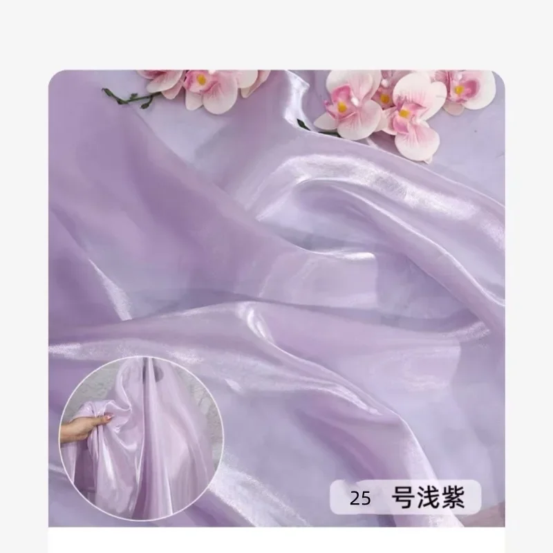 Tela de seda de cristal satinado con brillo líquido, Color brillante, vestido de novia de satén, Material de noche de diseñador de alta costura