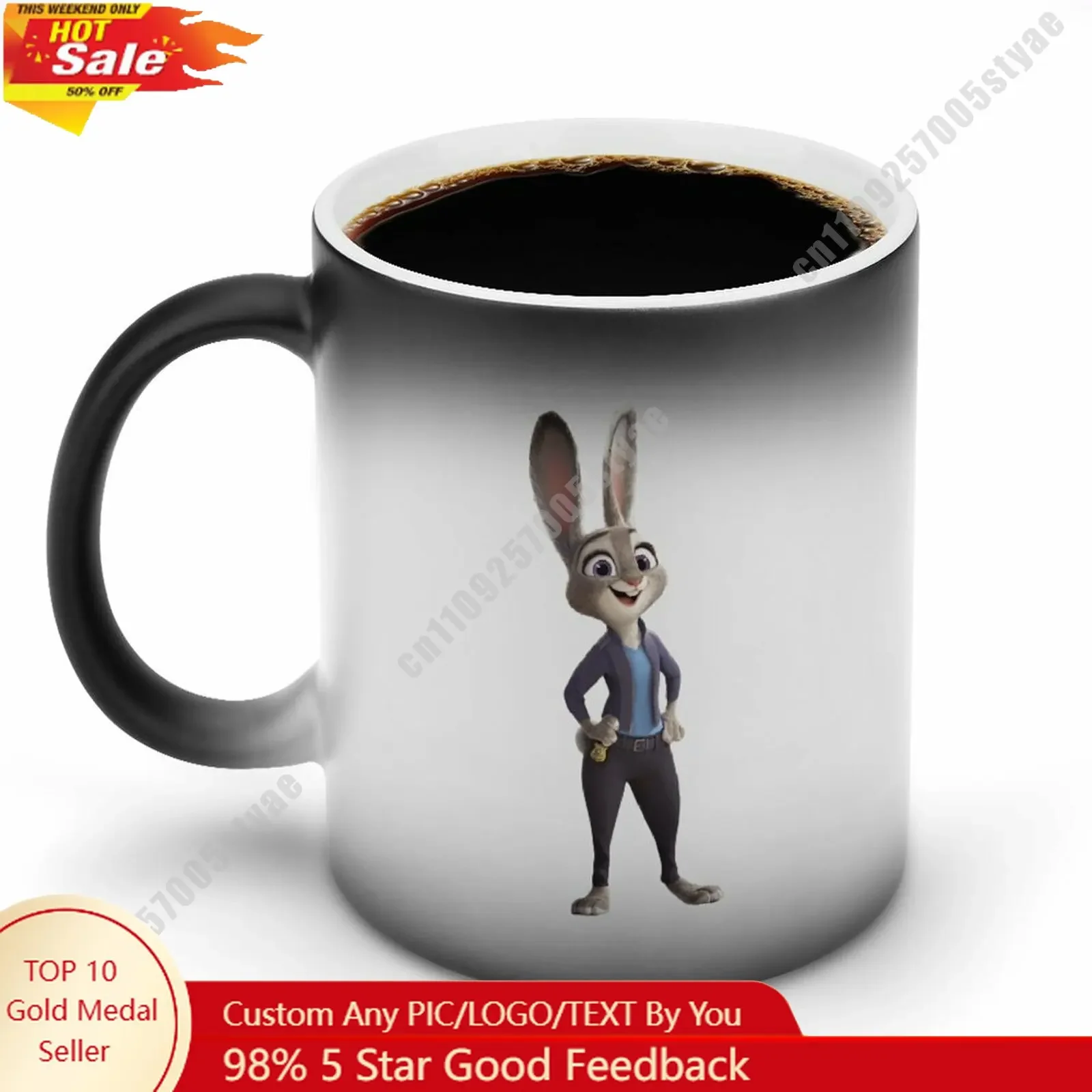

Judy Hopps Color Changing Mug Disney Cartoon Custom Personalized Photo Printing DIY Coffee Cup Birthday Gift Ceramic Mug