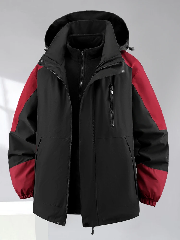 

Очень большая мужская футболка в одном со съемной подкладкой Thiened Jaet, осенне-зимняя уличная ветрозащитная хлопковая одежда