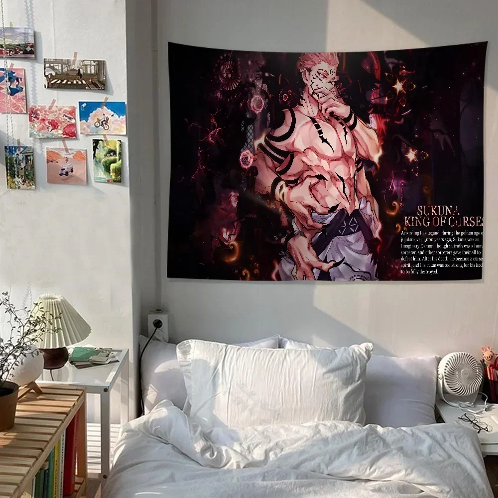 Anime Jujutsu Kaisen Ryomen Sukuna Cartoon Tapestry Wall Hanging Decoration Household Home Decor