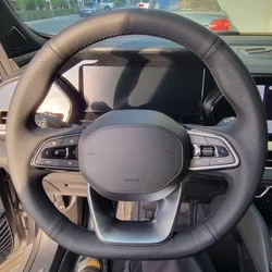 Car Steering Wheel Cover Faux Leather Breathable For Geely Monjaro L Emgrand PREFACE Coolray ICOD Steering Wheel Braiding Cover