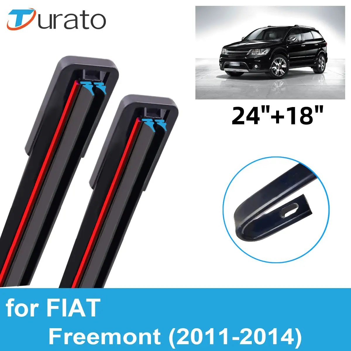 

2PCS Car Wiper Blades for 2011-2014 FIAT Freemont Front Windscreen Windshield Double Rubber Car Accessories 2011 2012 2013 2014