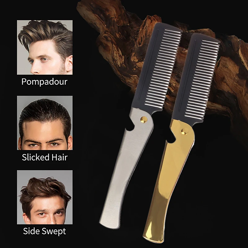 Oil Head Comb Beard Combing Barber High Quality Pocket Folding Combs Wide Tooth Hair Clipper Comb Salon Hair Styling Tool