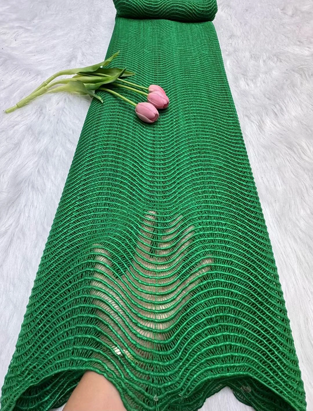 

Зеленый африканский шнур, кружевная ткань, 5 ярдов, 2026, высокое качество, нигерийский гипюр, блестки, бисерная кружевная ткань для женщин, свадебные платья