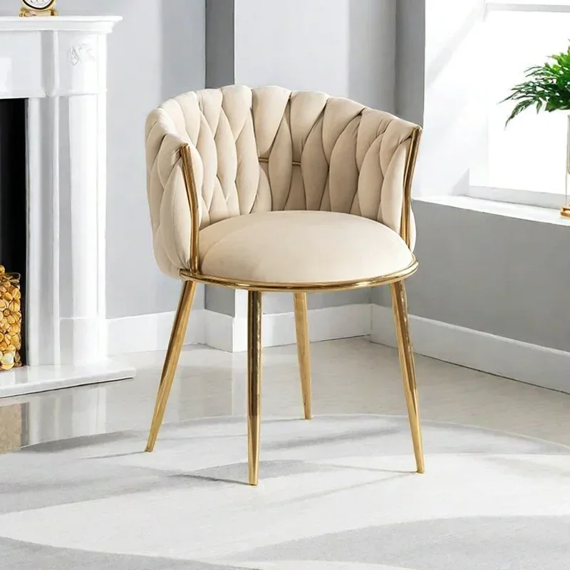 

Velvet Nordic Armchair Dining Chair Living Room Relaxing Cafe Chair Luxury Design Vanity Stool Fauteuils De Salon Furniture