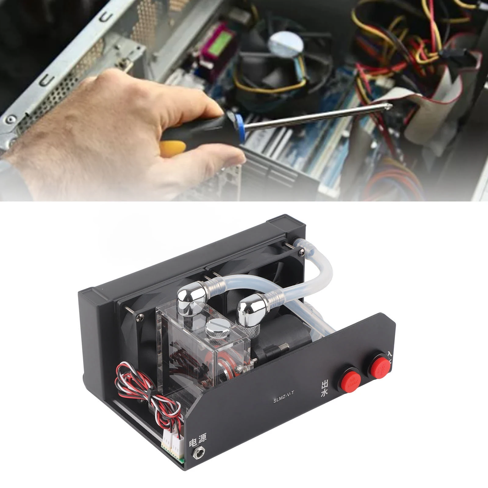 Pompa di raffreddamento ad acqua CPU Pompa di raffreddamento CPU 600L/H Doppia ventola G1/4 Filettatura D Porta Pompa di raffreddamento ad acqua silenziosa a 4 pin per computer desktop