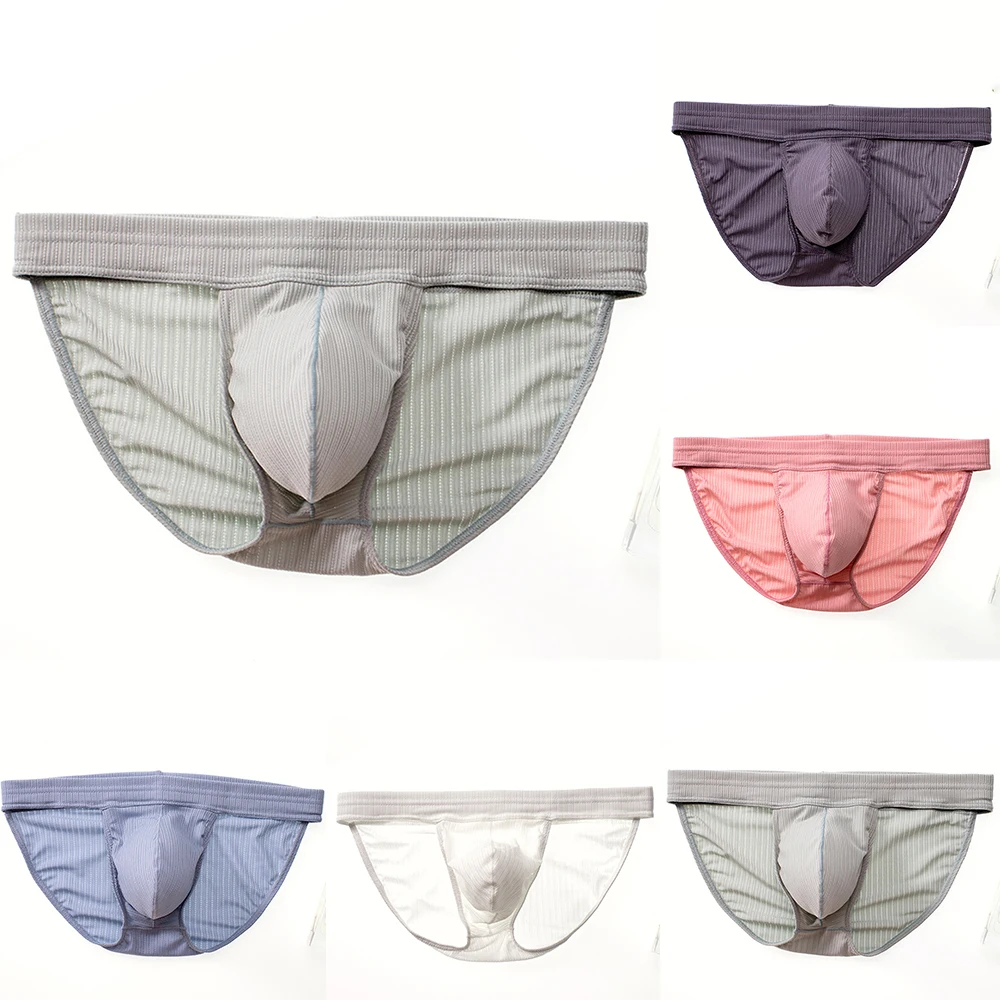 Men Briefs Sexy G-String Thong Gay Underwear Low Waist Soft Undies Penis Big Pouch Panties Porn Underpants Push UP Hips Undies