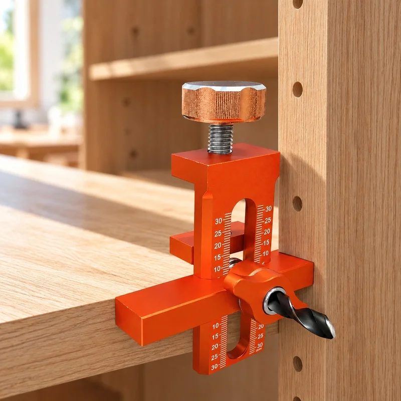 Dual-Function Mounting Tool for Precise Installation of Cabinet and Wardrobe Doors with Punch and Rebound Features