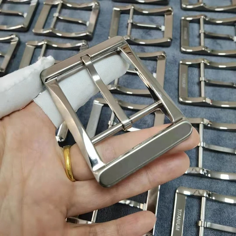 Solid Titanium Pin Belt Buckle Polished Lightweight Metal Buckle Hardware for Leather Belt Straps
