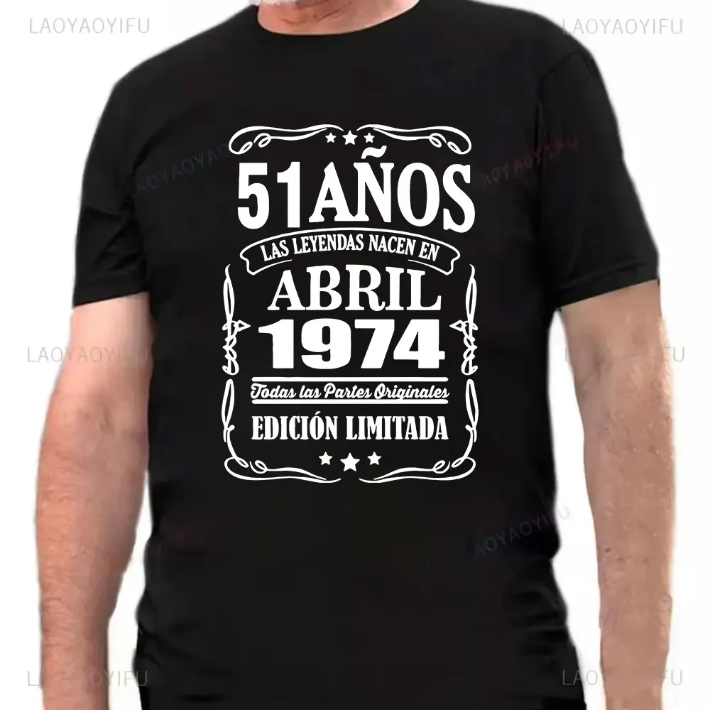 Made in 1974 Limited Edition Print Birthday Gift T-shirt Men's Cotton Tees 51 Years Old Short Sleeve Tshirt Gift Creative Tops image 4