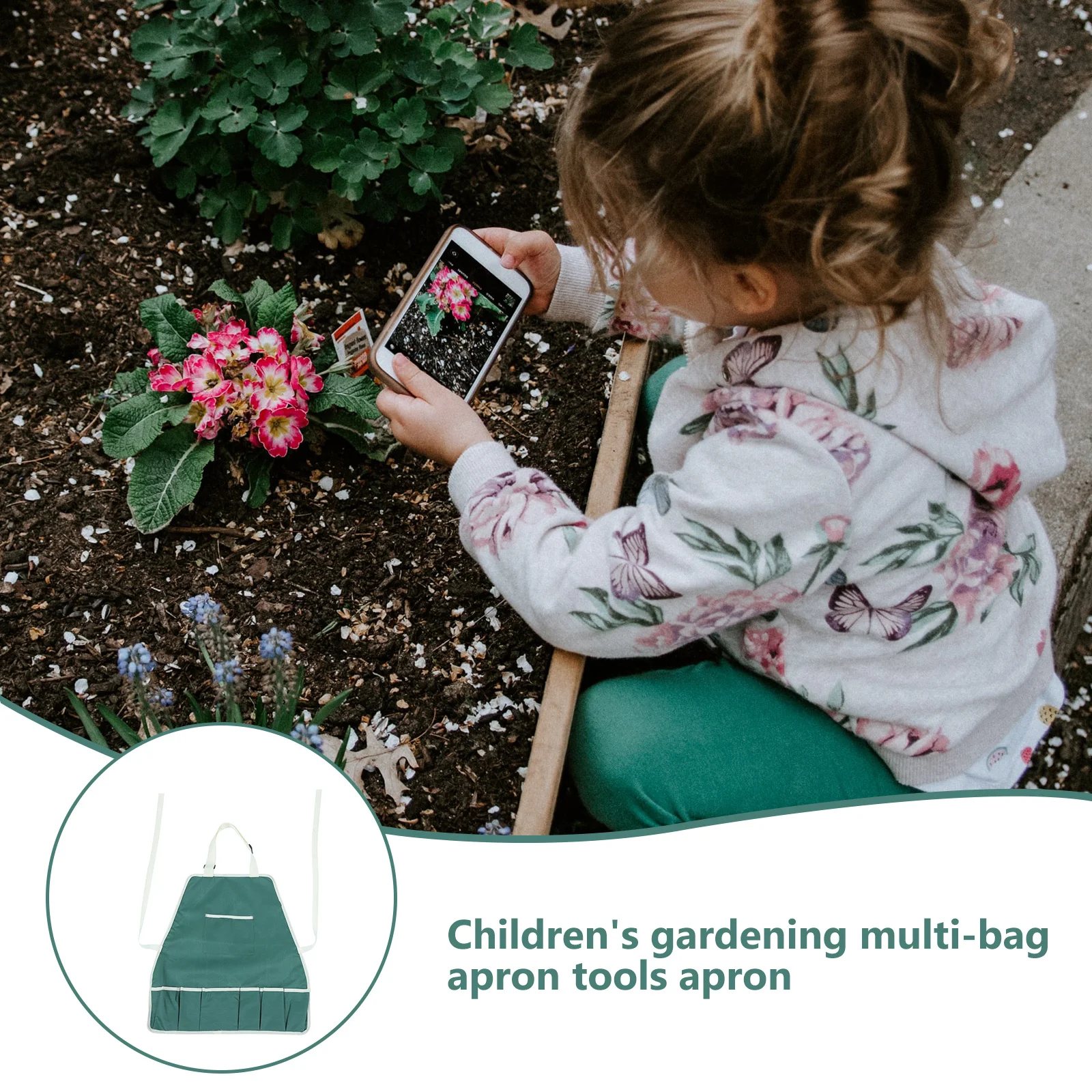 

Kids Gardening Canvas Apron Scratch-Resistant Multi-Functional Adjustable Strap Kids Apron with Pockets for Gardening Painting