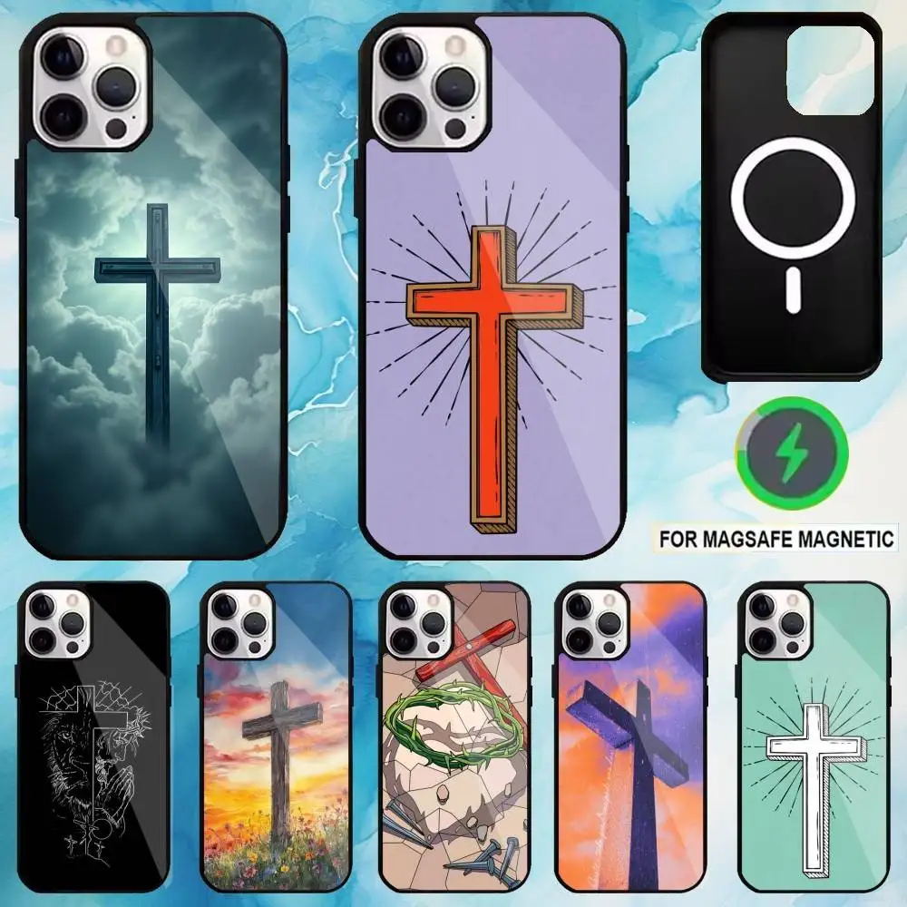 

Christ Christian Cross Phone Case For iPhone17,16,15,14,13,12,11 Plus,Pro Max Magnetic For Magsafe Wireless Charging