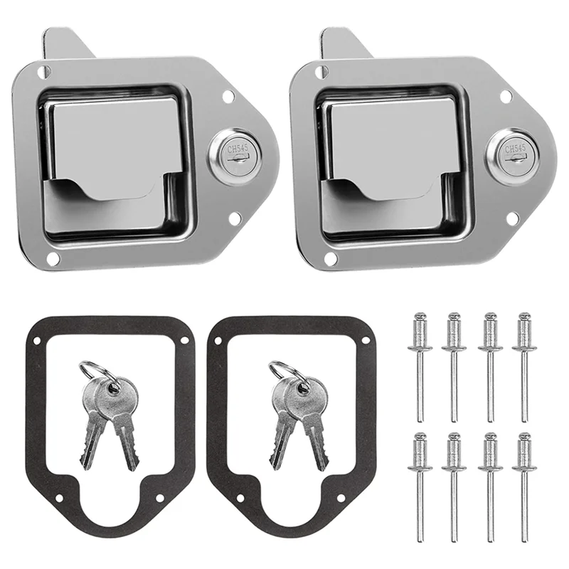 

Truck Tool Box Latch Replacement Stainless Steel Toolbox Paddle Lock Replacement Handle with Keys for Truck RV Trailer