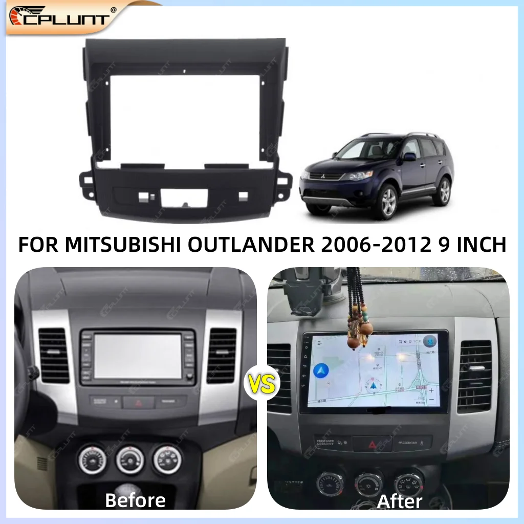 2 Din Car Stereo Radio Frame Fascia Adapter For MITSUBISHI OUTLANDER 2006-2012 9 INCH Android DVD Dash Fitting Panel Kit