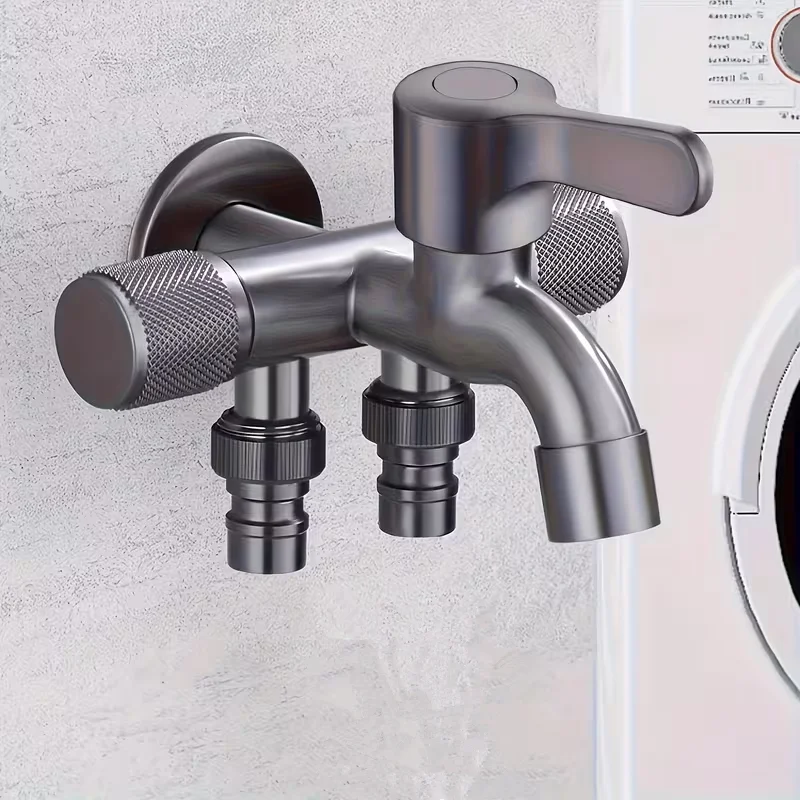 One in Three Out Washing Machine Faucet, Three Control Four-Way Household One in Three Multifunctional Stainless Steel Faucet