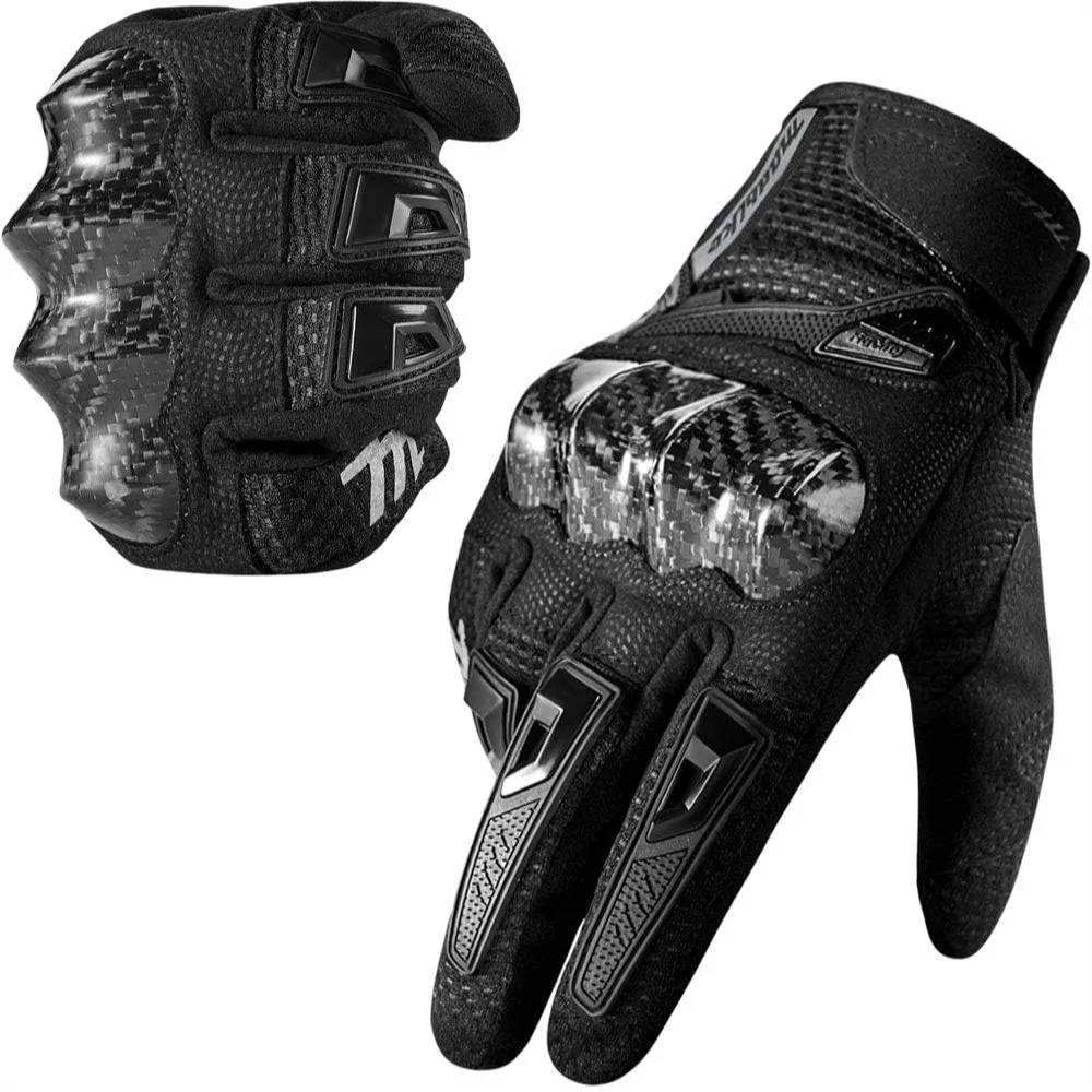 

Motorcycle Gloves with Carbon Fiber Hard Knuckle Protection, Touchscreen Compatible Motocross Dirt Bike Riding Gloves for Men
