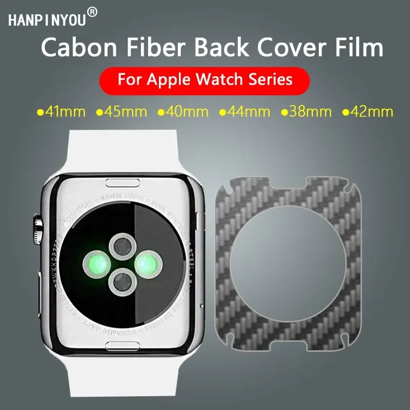 For Apple Watch Series 2 3 4 5 6 SE2 7 8 41mm 45mm 40mm 44mm 49mm Soft Carbon Fiber Sticker Film Back Cover Protector -Not Glass