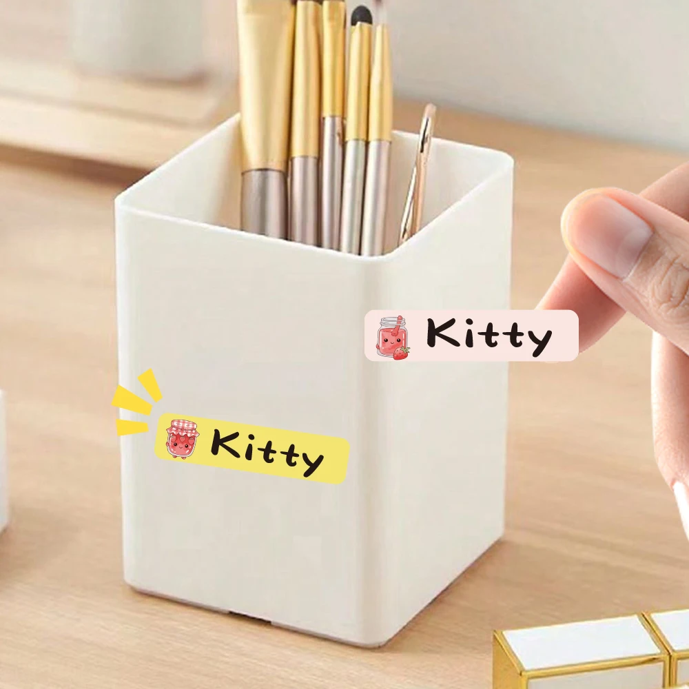 Custom strawberry Name Sticker,Transparent Waterproof Stickers for Kids,diy Name Labels for School Bottles Pen Box Mug Uniform