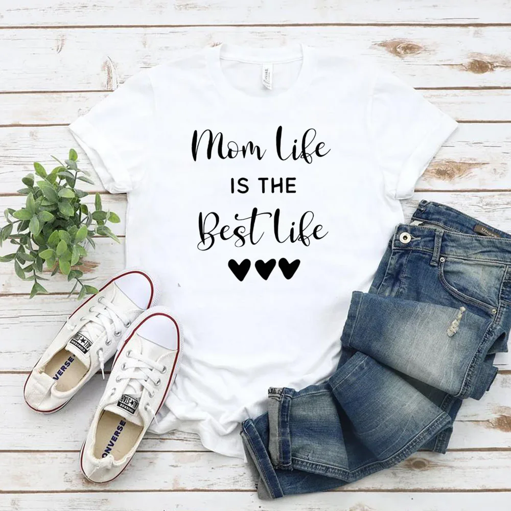 Mom's Life women clothes Letter Printed T-shirt Summer Fun Casual Comfortable Round Neck Top Mother's Day Gift