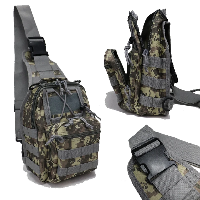 Bolso de hombro táctico para caza al aire libre, bolsa Molle de nailon con correa para el pecho para senderismo, caza al aire libre, Camping y pesca