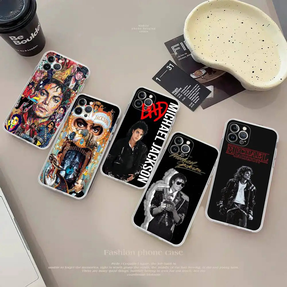 80s Pop Singer M-Michael J-Jackson Transparent TPU Phone Case for iPhone 17 11 12 13 14 15 16 Pro Max 16 Plus Cover