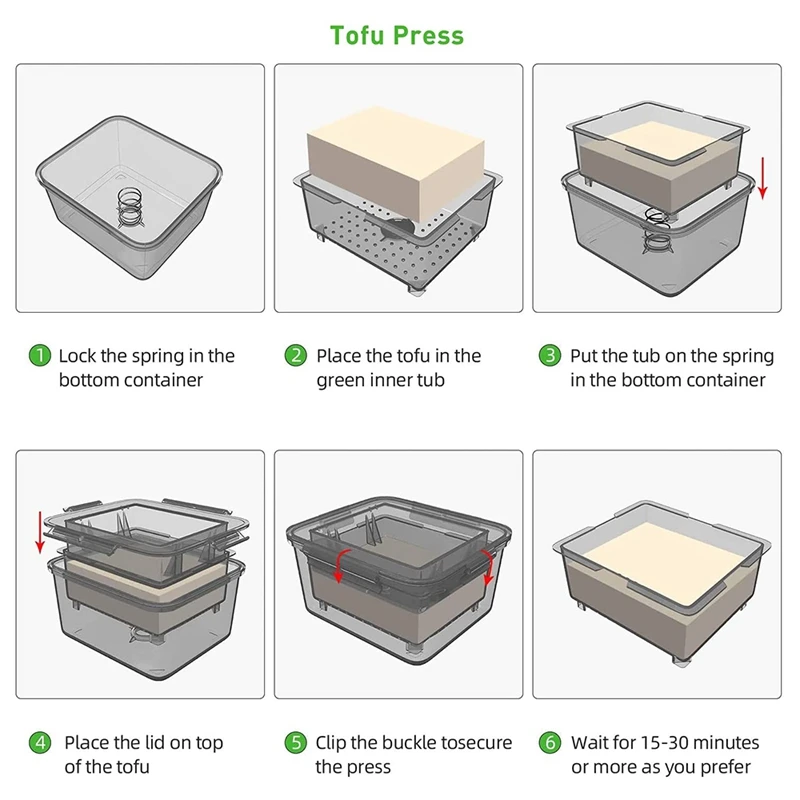 Tofu - Tofu Presser for Firm or Extra Firm Tofu - with Upgrade Collecting Tray-A73M view 6