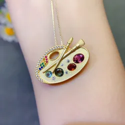 Princess Engagement Painter Natural Tourmaline Palette for Woman Solid 925 Silver  Wedding Ring for Lady