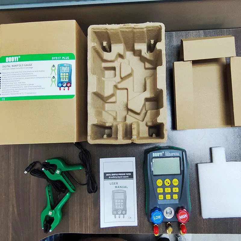 517 Digital Manifold Meter Refrigeration Compression Gauge Digital Pressure Tonometer Vacuum Pressure Temperature Test
