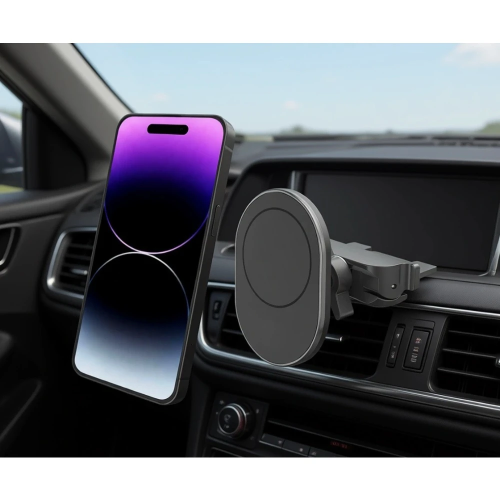 

Магнитное крепление для телефона на CD-слот с поворотом на 360°, совместимое с быстрой зарядкой, для iPhone и Galaxy