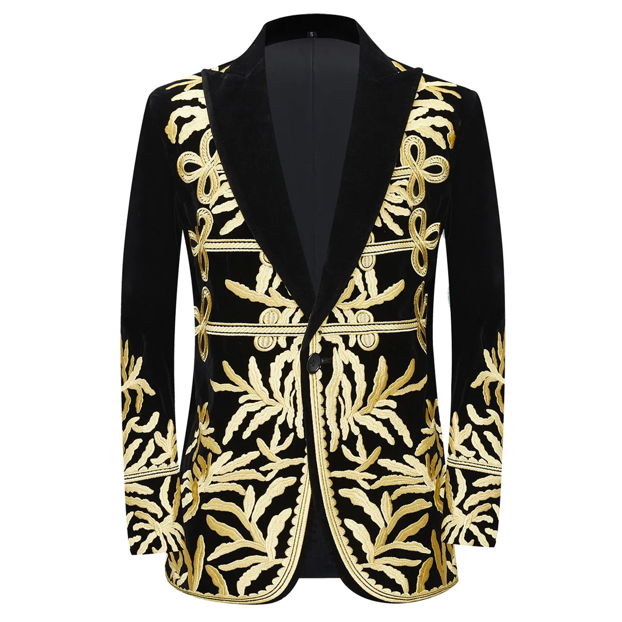 

Elegant Embroidered Floral Suit Jacket Men Wedding Banquet Groom Formal Velvet Blazers Singer Star Concert Stage Tuxedo Costume