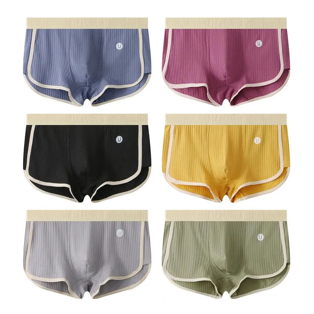 Ribbed Men Boxer Mid-rise Tight Cut High Elasticity Shorts Briefs 2025 Soft Ribbed U-Convex Panties Breathable Underwear