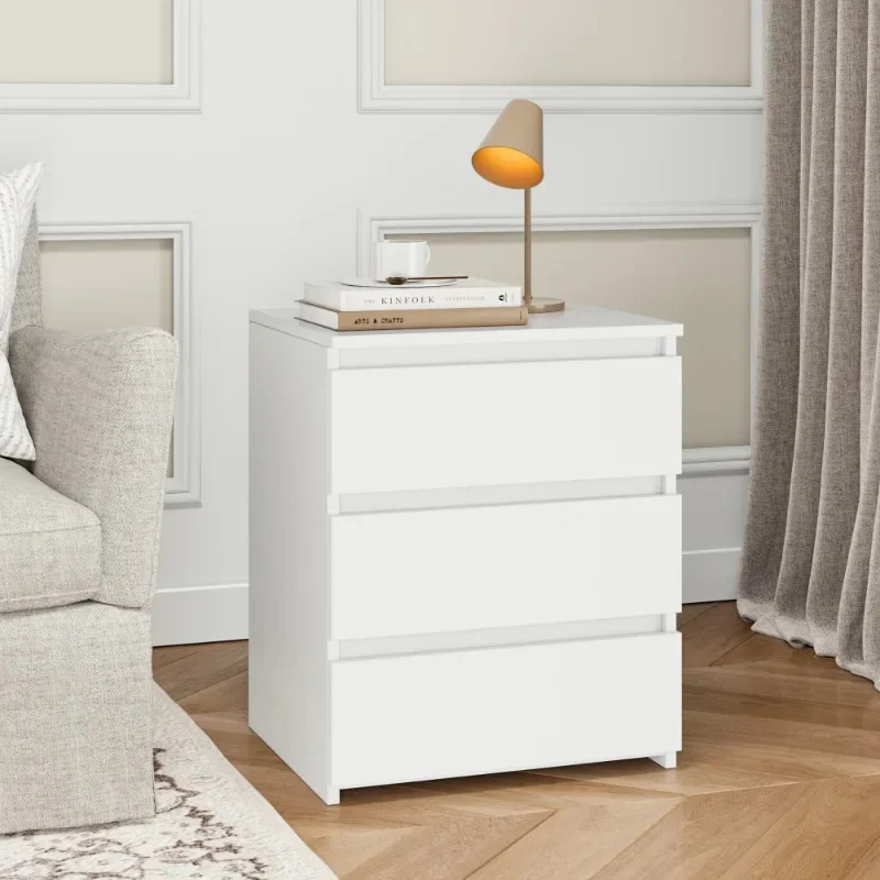 

Nightstand with 3 Drawers, Sofa Table for Living Room, Modern Wooden Storage Cabinet for Bedroom