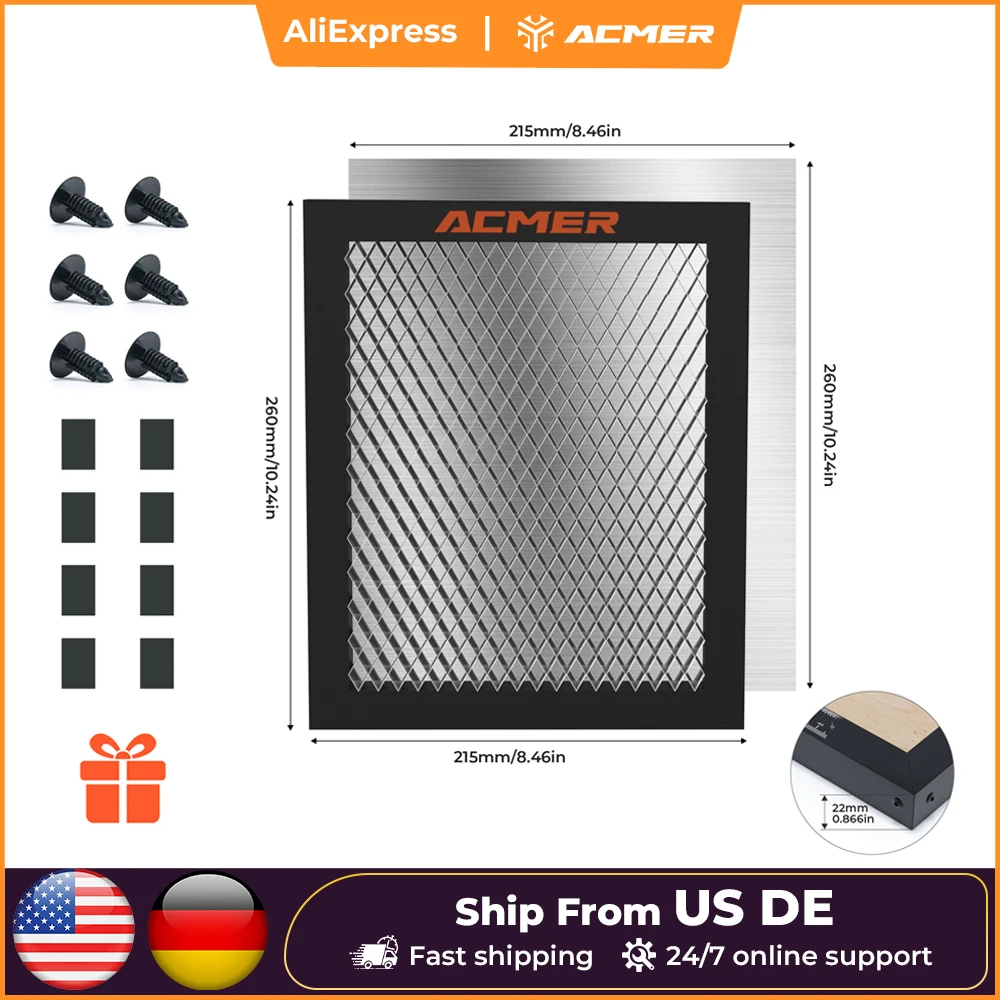 

ACMER S1 лазерный сотовый рабочий стол сотовая кровать универсальная доска 260x215x22 мм для S1 Mini 2,5/3,5/6 Вт лазерный гравировальный станок