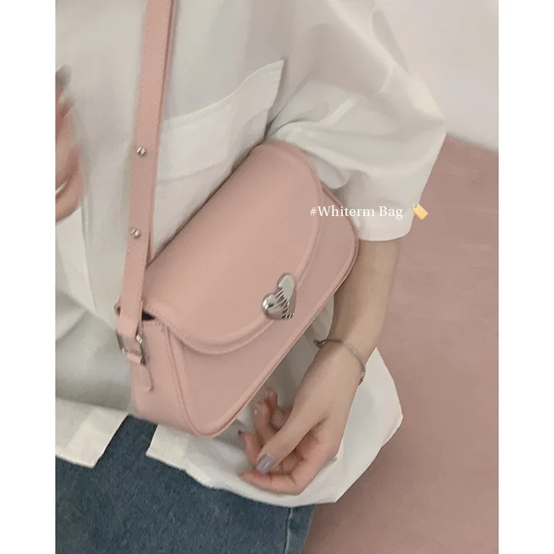Y2K Silver Shouder Bags for Women 2023 Fashion Luxury Brand Designer Handbags Love Buckle The Tote Small Purse Underarm Bag
