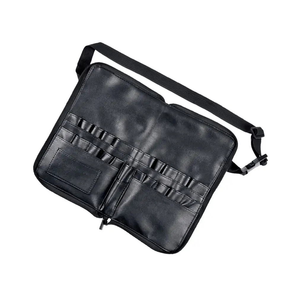 24-Tube PU Makeup Brush Organizer Bag with 4 Pockets for Lipstick, Powder Puff, Eyeshadow – Travel Waist Bag