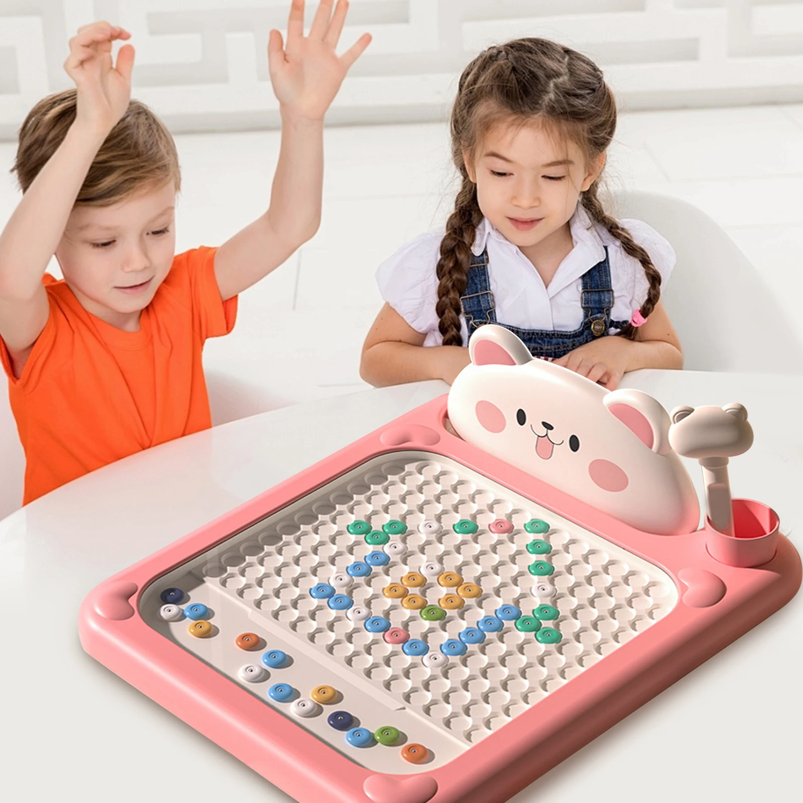 만화 자석 그림판 펜 & 도트 비즈 포함 자석 도트 보드 자석 도트 아트 장난감 4 5 6세 여자아이 선물 남자아이