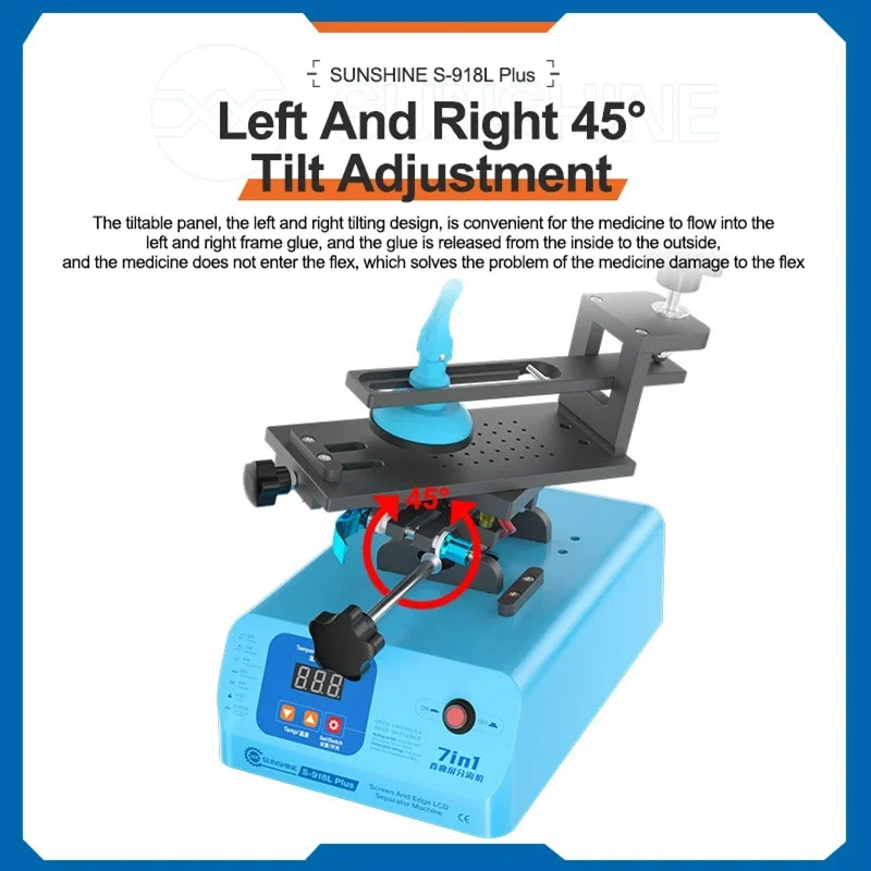 【Fast¦ S-918L Plus Multifunctionele Schermframescheider 360 ° Roterende Vacuümverwarmingstabel 7 In 1 Randafscheider