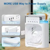 3 in 1 Mini Portable Cooling Fan with USB Charging Water Mist Air Conditioner LED Night Light for Home Office Desk Humidifier