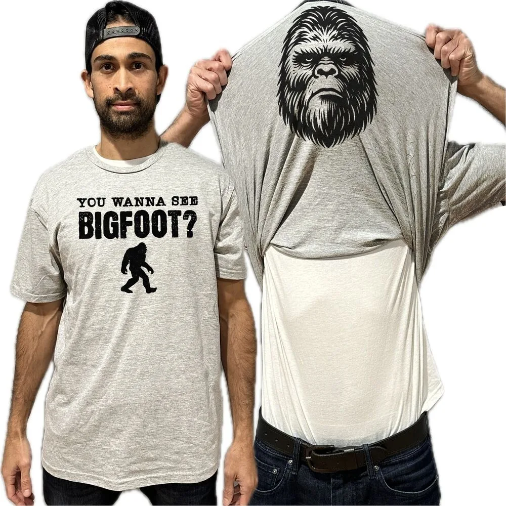 Quiero ver Bigfoot Flip Shirt divertida camiseta con cara de Sasquatch Flip Tee Tops creativos para hombre verano cuello redondo algodón manga corta