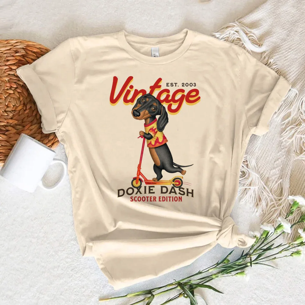 

Dachshund tshirt women harajuku funny Tee female designer manga streetwear clothes