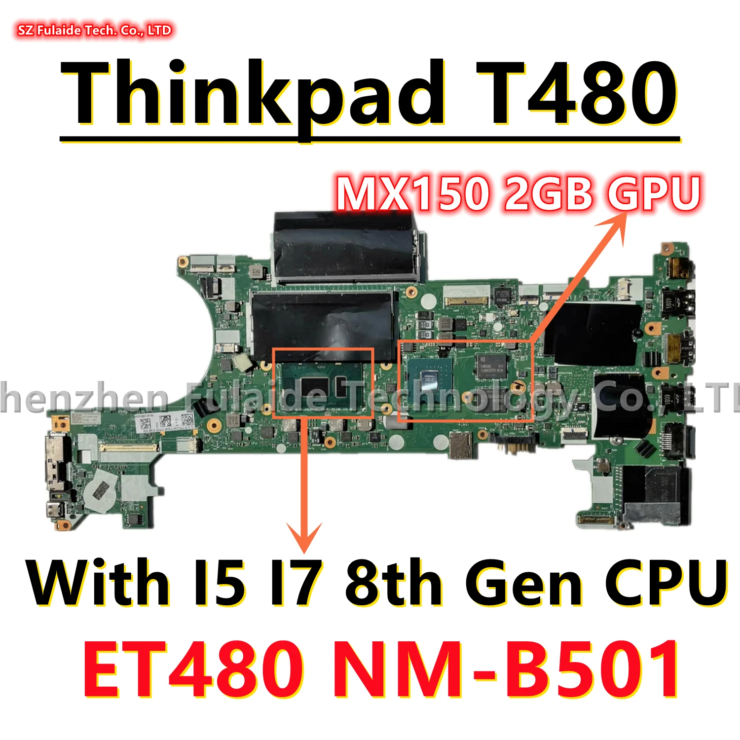 

ET480 NM-B501 для ноутбука Lenovo Thinkpad T480 с процессором I5 I7 8-го поколения MX150 2 Гб GPU 01YR362 01YU885 01YR342 100% рабочий