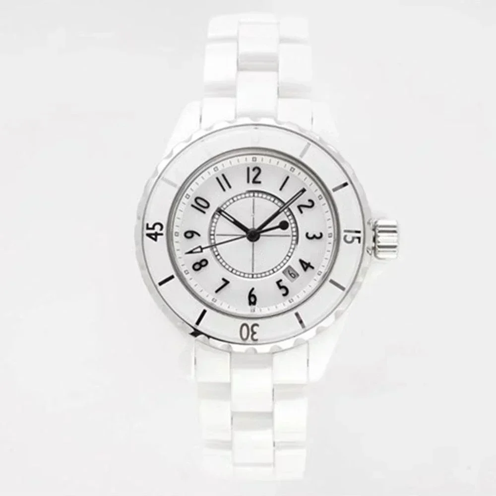 

Luxury New Mens Women Ceramic Quartz Ladies Watch White Black Sport Fashion Dress Watches