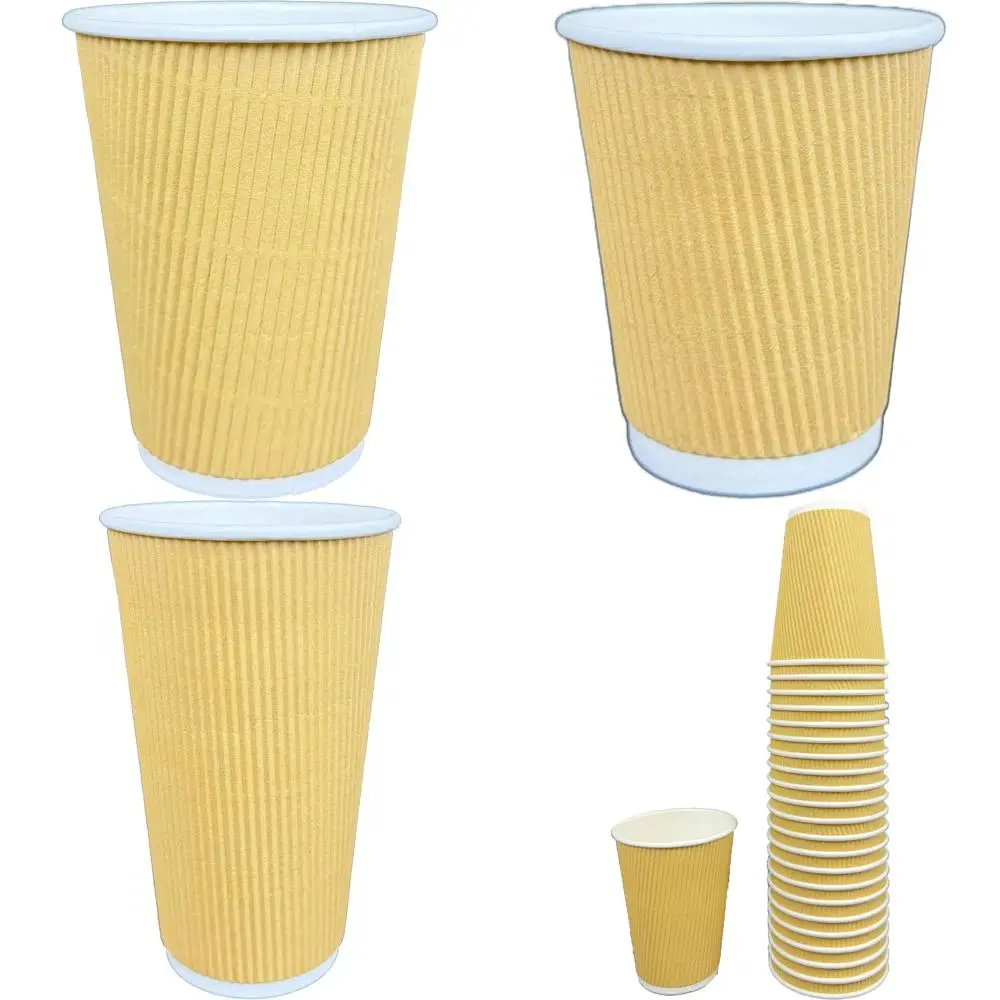 

Disposable Insulated Ripple Wall Paper Cups - 500 Pack for Hot or Cold Beverages, Ideal for Office and Home Use